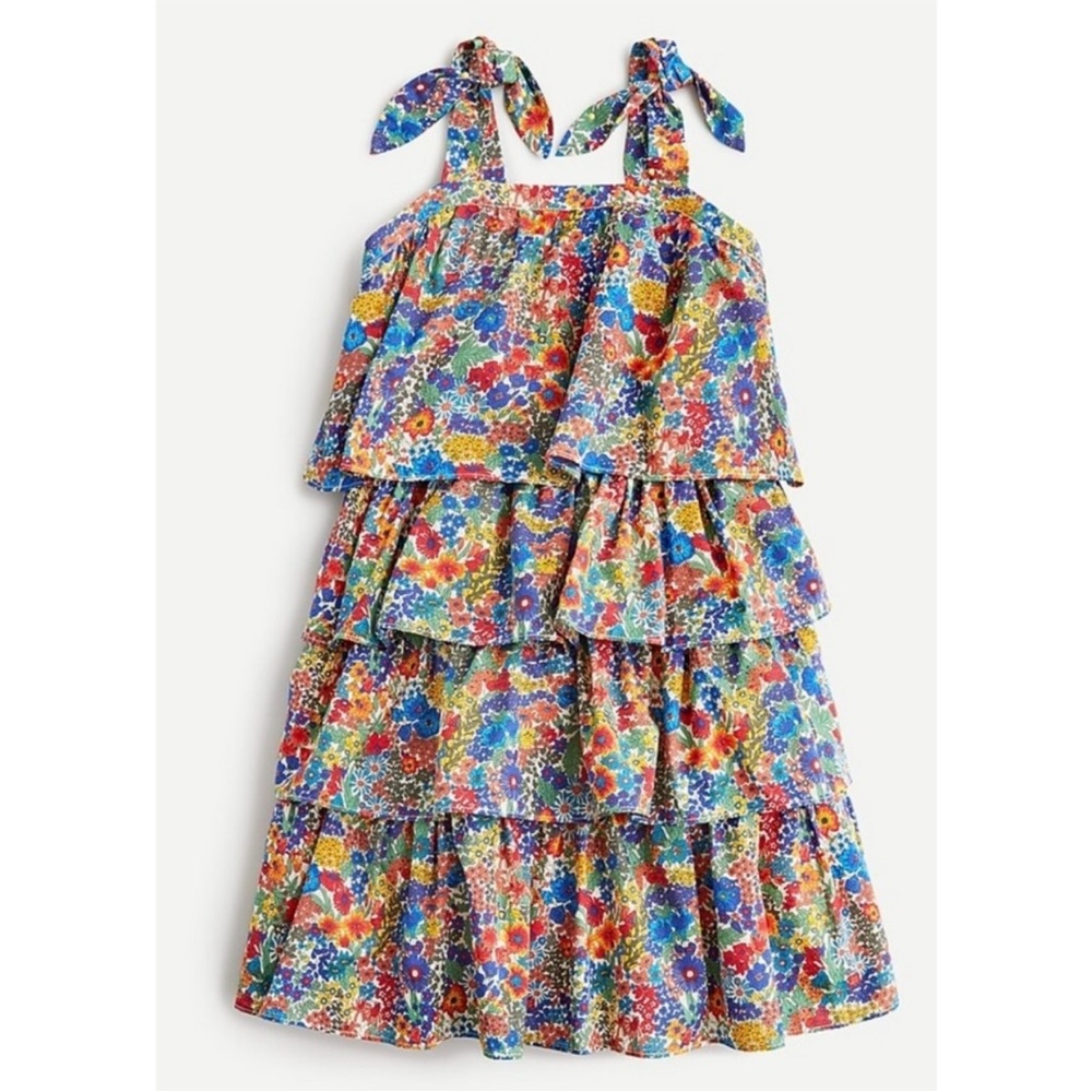 Crewcuts Tiered Ruffle Dress in Liberty of London Margaret Annie Print, size 16